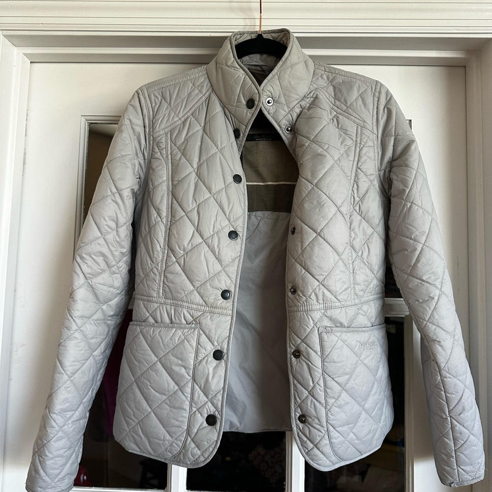 Barbour Light Gray Quilted Jacket